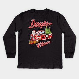 Daughter Claus Santa Car Christmas Funny Awesome Gift Kids Long Sleeve T-Shirt